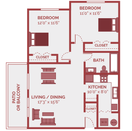 2 beds, 1 bath, 870 sqft, $1,505