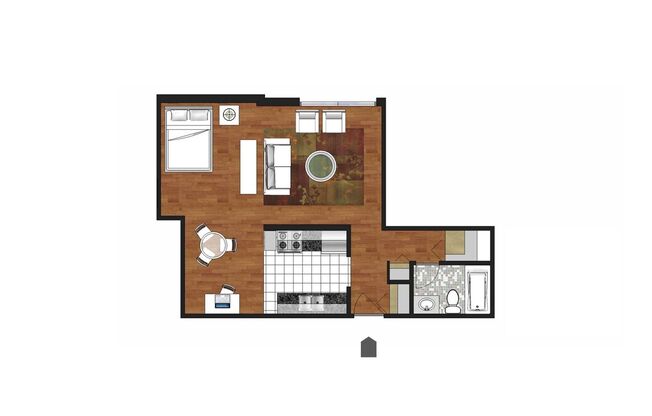 Studio, 1 bath, 600 sqft, $999, Unit 1-103