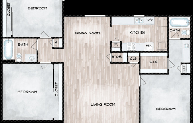 3 beds, 2 baths, 1,332 sqft, $2,200