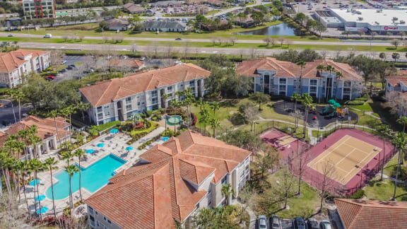 Aerial View Of Pool at The Boot Ranch Apartments, Palm Harbor, FL