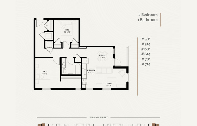 2 beds, 1 bath, 998 sqft, $1,875, Unit 514