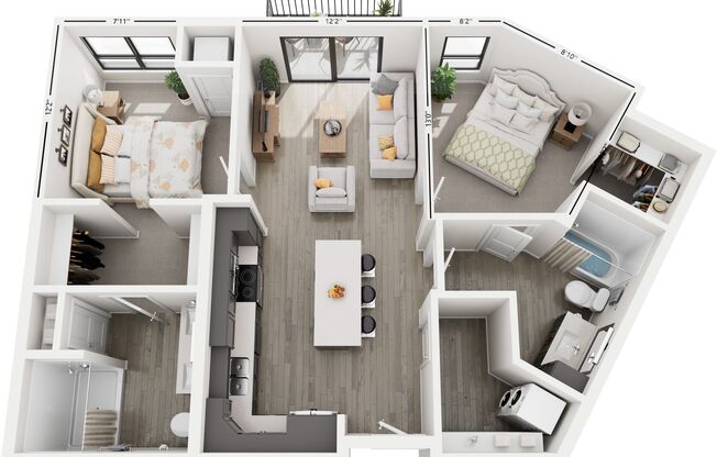 2 beds, 2 baths, 980 sqft, $2,260, Unit 418