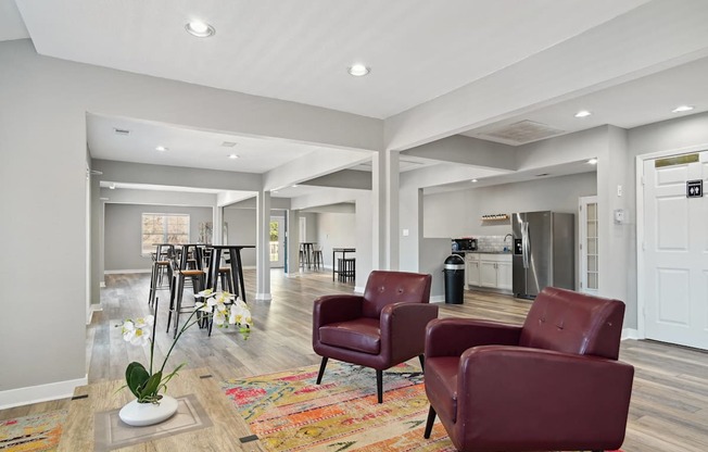 Community living room and kitchen at Emerald Bay, North Carolina