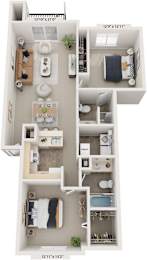2 beds, 2 baths, 1,022 sqft, $1,296