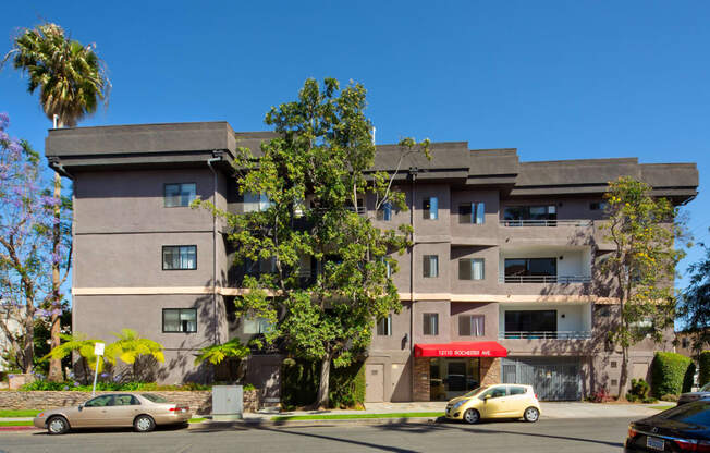 Exterior front view of an apartment building