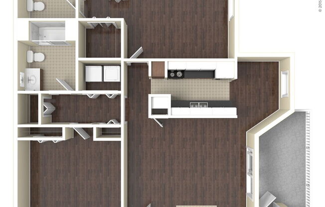 2 beds, 2 baths, 965 sqft, $1,425