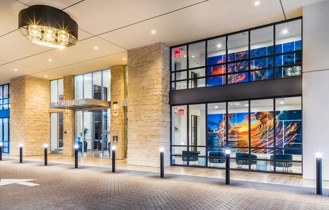 Front entry showcasing refined architecture and curated artwork.