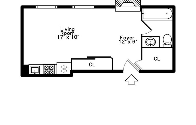 Studio, 1 bath, 363 sqft, $2,800, Unit 4Q