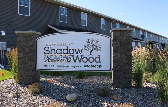 exterior sign, shadow wood townhomes, west fargo