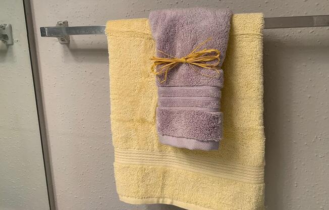 a towel hanging on the wall