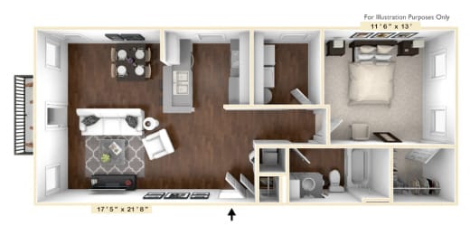 1 bed, 1 bath, 756 sqft, $1,432