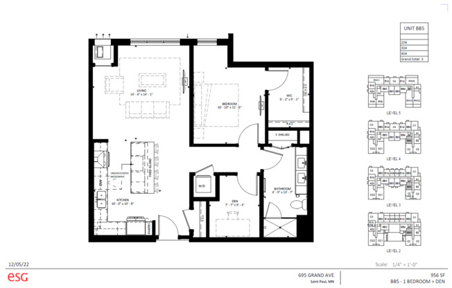 1 bed, 1 bath, 956 sqft, $2,845, Unit 404