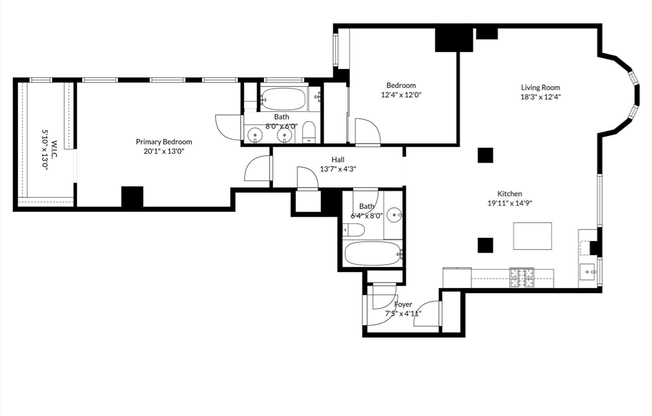 2 beds, 2 baths, 1,250 sqft, $6,500, Unit 104