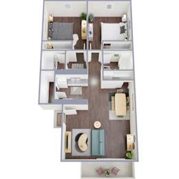 2 beds, 2 baths, 818 sqft, $1,304