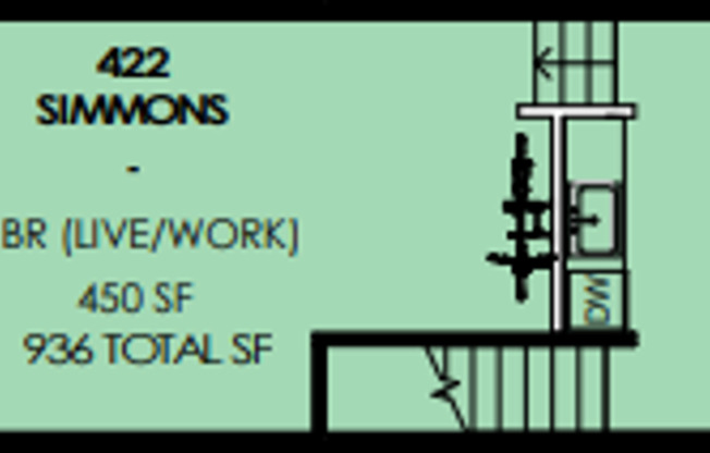 1 bed, 1 bath, 453 sqft, $2,450, Unit 422 SIM