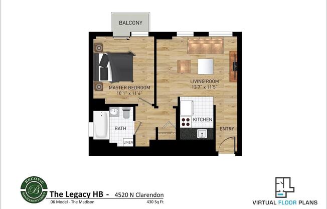 1 bed, 1 bath, 408 sqft, $1,775, Unit 406
