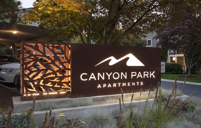 Outdoor Sign at Canyon Park Apartments, Beaverton