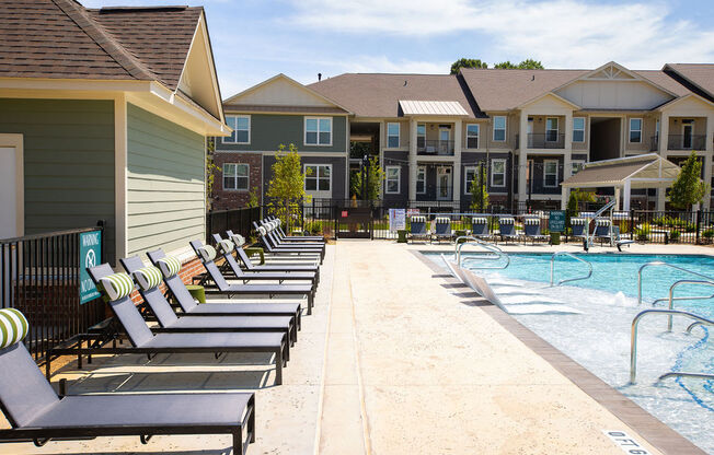 our apartments have a resort style pool with lounge chairs