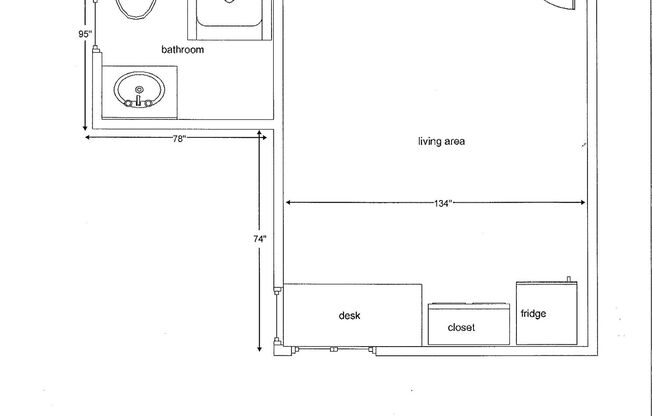 Studio, 1 bath, 220 sqft, $949, Unit 209