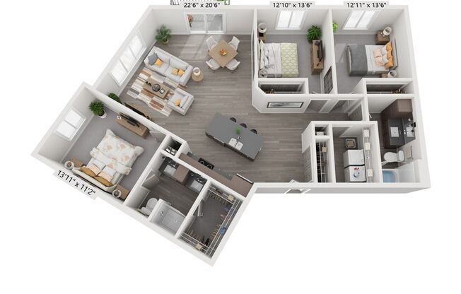 3 beds, 2 baths, 1,370 sqft, $1,735, Unit 315