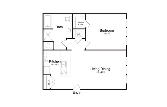 1 bed, 1 bath, 822 sqft, $2,575, Unit 1-210