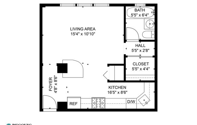 Studio, 1 bath, 375 sqft, $1,450, Unit 101