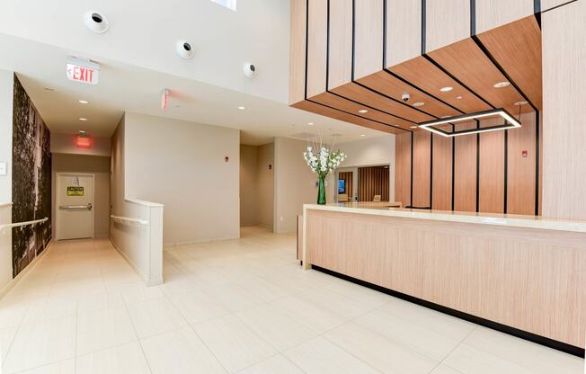 concierge front desk and lobby at archer park apartments in southeast Washington dc