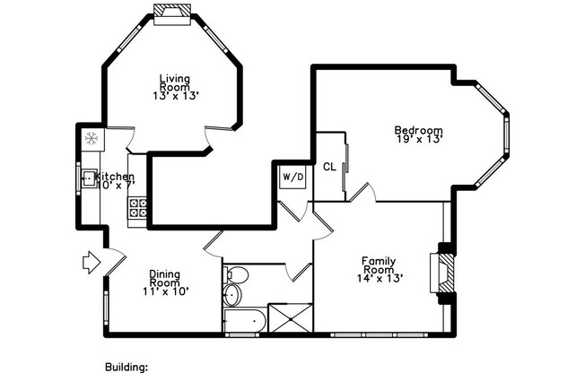 1 bed, 1 bath, 1,100 sqft, $2,600, Unit 1