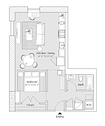 1 bed, 1 bath, 735 sqft, $1,300