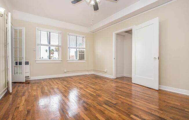 a room with a wood floor