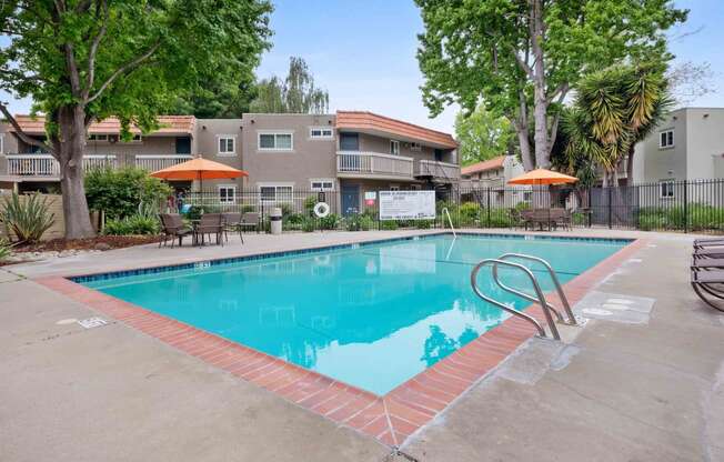 the swimming pool at the apartments for rent