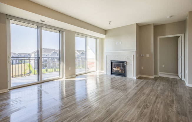 Fireplace in premium design scheme at Ascend at Woodbury new luxury apartments in Woodbury MN 55129