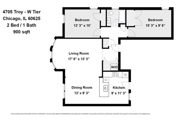 2 beds, 1 bath, $1,925, Unit 4705-2W