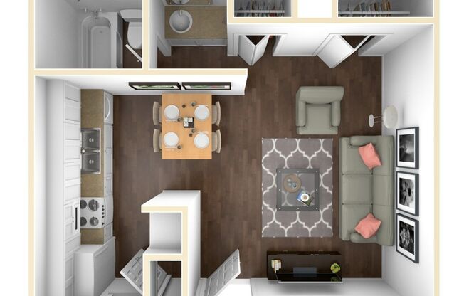 Studio, 1 bath, 415 sqft, $695, Unit *906