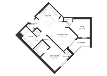 1 bed, 1 bath, 962 sqft, $1,670