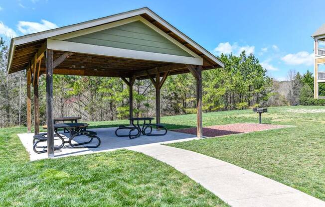 Outdoor Covered Picnic Pavilion and Bike/Walking Paths thru the grounds at Alden Place at South Square Apartments, Durham, NC 27707