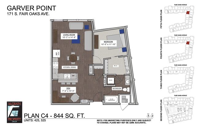 1 bed, 1 bath, 844 sqft, $1,730, Unit 425
