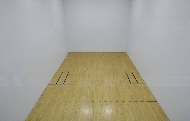 Empty indoor racquet ball court