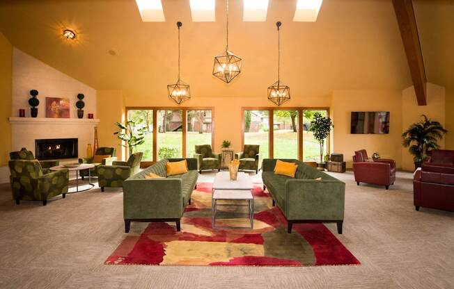Kings Court Club House Seating Area and Fireplace