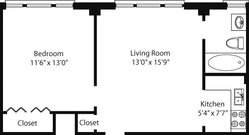 1 bed, 1 bath, 564 sqft, $4,241, Unit 15F