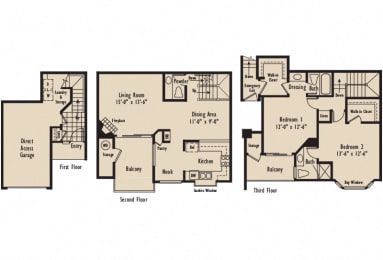 2 beds, 2.5 baths, 1,272 sqft, $3,911