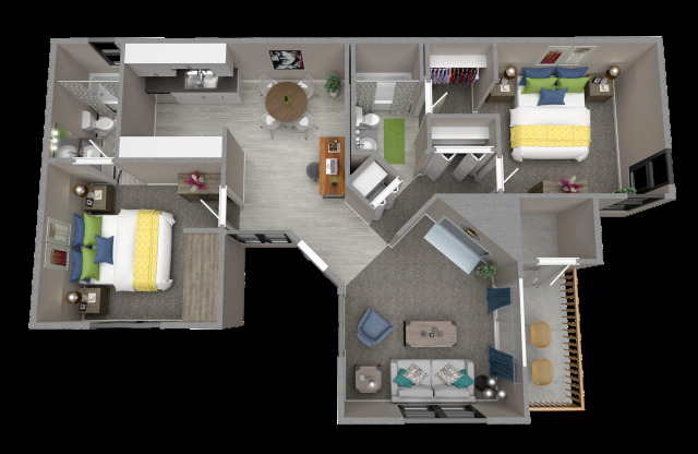 2 beds, 2 baths, 966 sqft, $1,599
