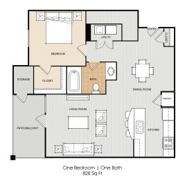 1 bed, 1 bath, 828 sqft, $1,209
