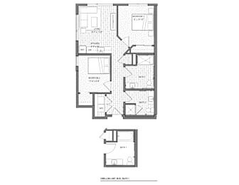 2 beds, 2 baths, 814 sqft, $1,968