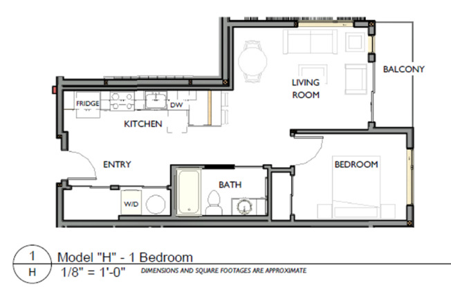 1 bed, 1 bath, 615 sqft, $1,595, Unit 307