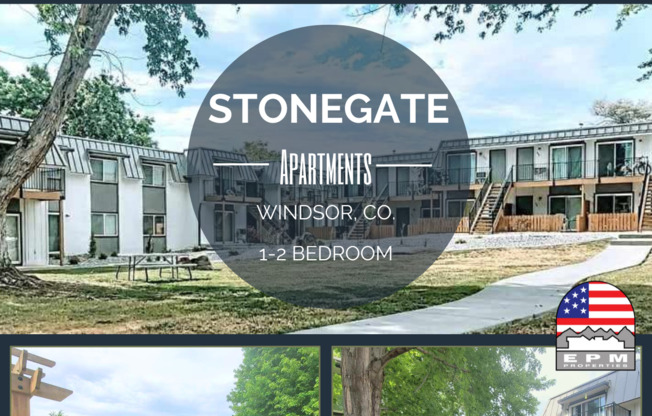 Stonegate Apartments, Windsor, Co. 1  & 2 Bedroom Floorplans - In unit Washer/Dryer