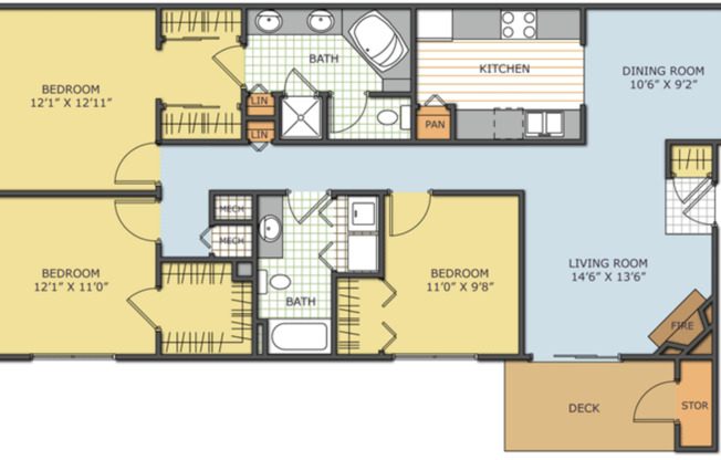 3 beds, 2 baths, 1,351 sqft, $1,628