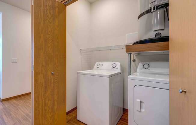 a washer and dryer in a laundry room