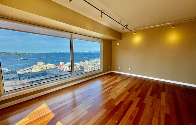 $500 OFF FIRST MONTH'S RENT!!!! Views of Puget Sound and iconic great wheel. Renovated condo in highly desirable Newmark Towers.