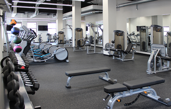 Fitness Center With Updated Equipment at The Terminal Tower Residences Apartments, Cleveland, Ohio